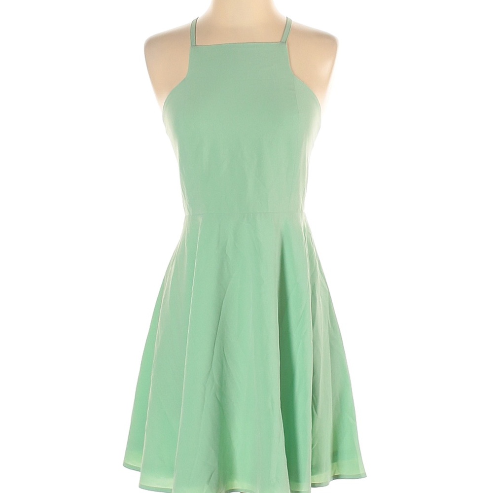 - Lulus Green Chiffon Skater Dress Size S